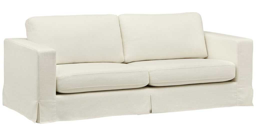 Amazon Brand – Stone & Beam Bryant Modern Sofa Couch with Slipcover, 85.1"W, Optic White