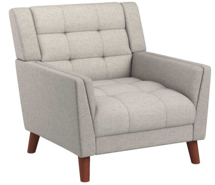 Christopher Knight Home Evelyn Mid Century Modern Fabric Arm Chair, Beige & Walnut
