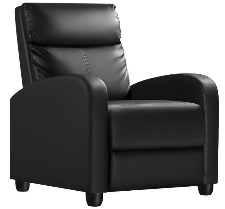 Homall Recliner Chair, Recliner Sofa PU Leather for Adults, Recliners Home Theater Seating with Lumbar Support, Reclining Sofa Chair for Living Room (Black, Leather)