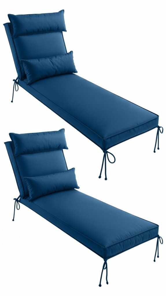 Chaise Lounge Cushions Set of 2 – Navy, 72 x 21 x 3 Inch