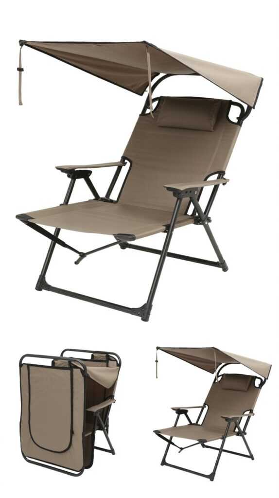 KingCamp Tanning Chair with Face Hole & Canopy