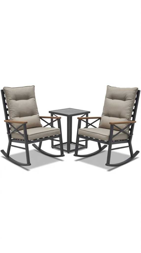 Outdoor Swivel Rocker Set with Side Table