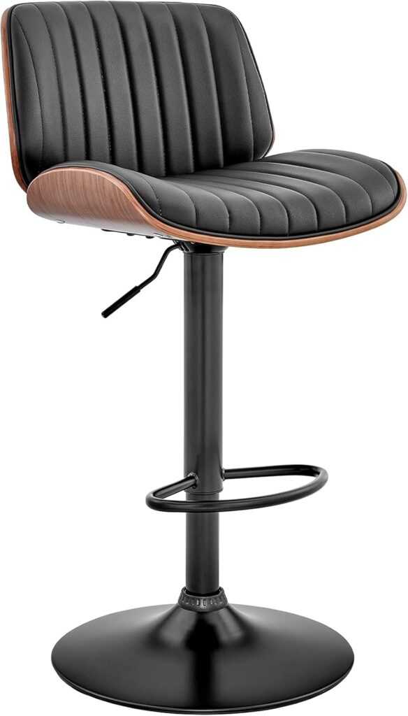 Armen Living Brock Adjustable Height Swivel Stool – Black on Black Goodness