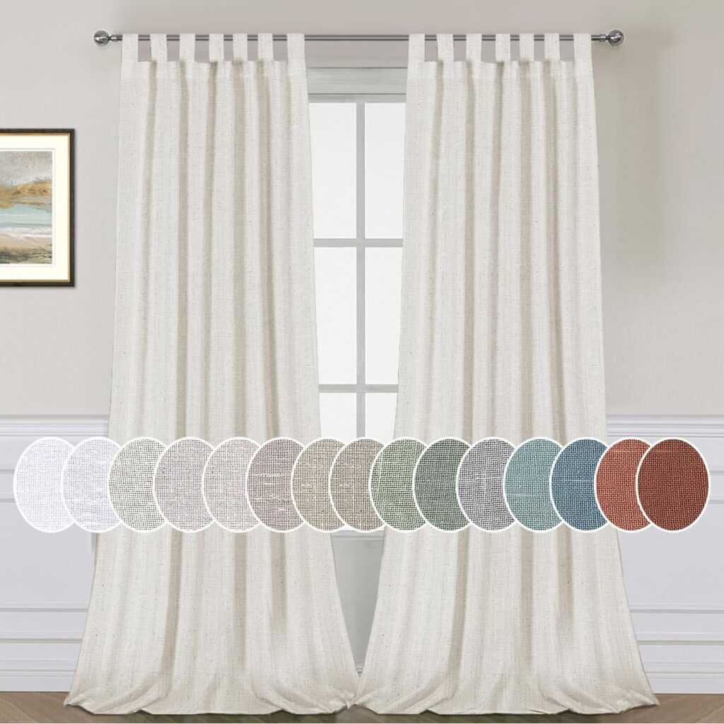 H.VERSAILTEX Natural Linen Tab Top Curtains