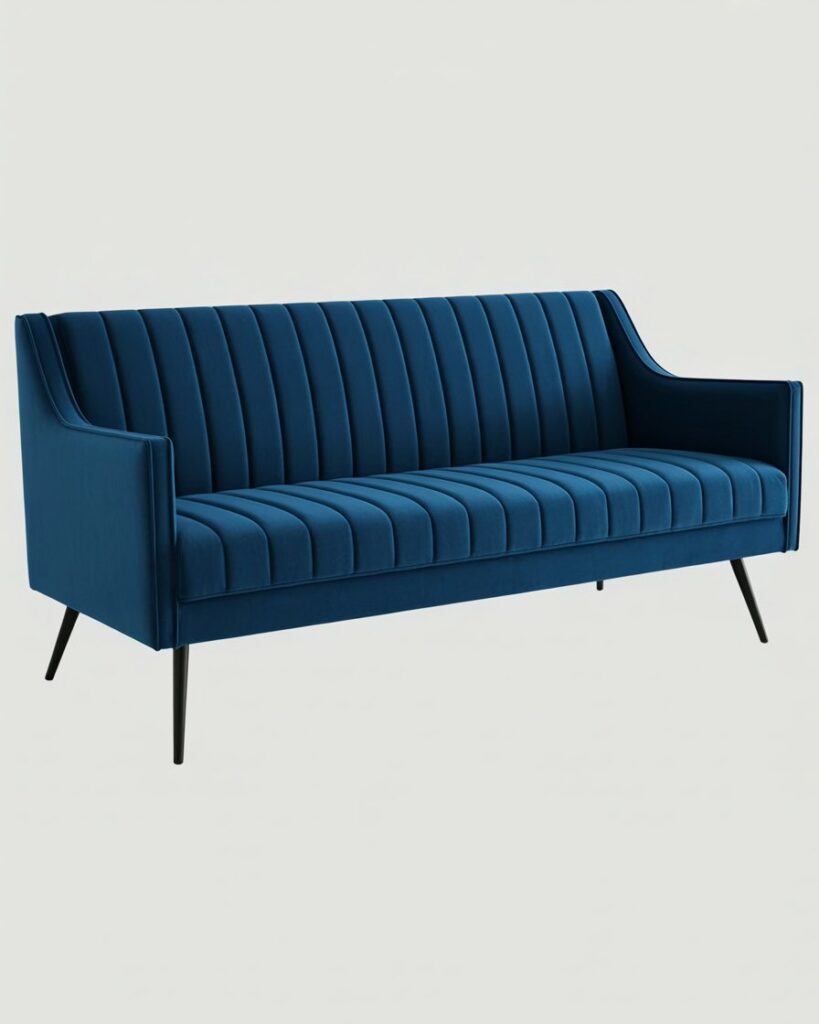 Modway Bestow Mid-Century Performance Velvet Upholstered Tufted Sofa in Navy