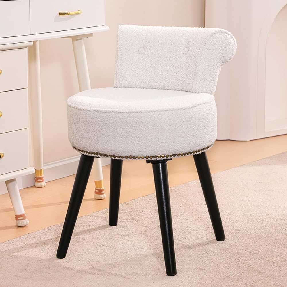 Sherpa Vanity Chair with Back – Fluffy, Chic, and Low-Key Fabulous