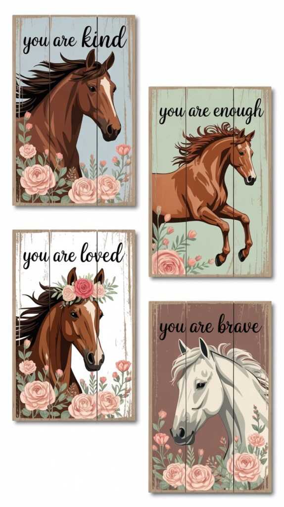 Thrist Cowgirl Horse Theme Wall Art (4PCS)