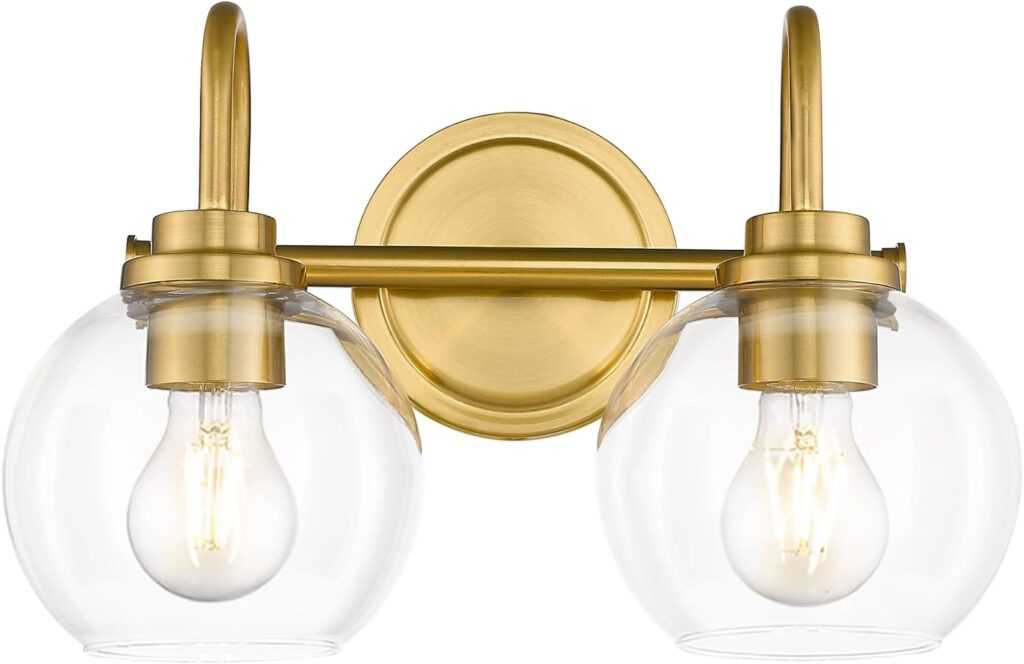 2-Light Brushed Gold Light Fixture