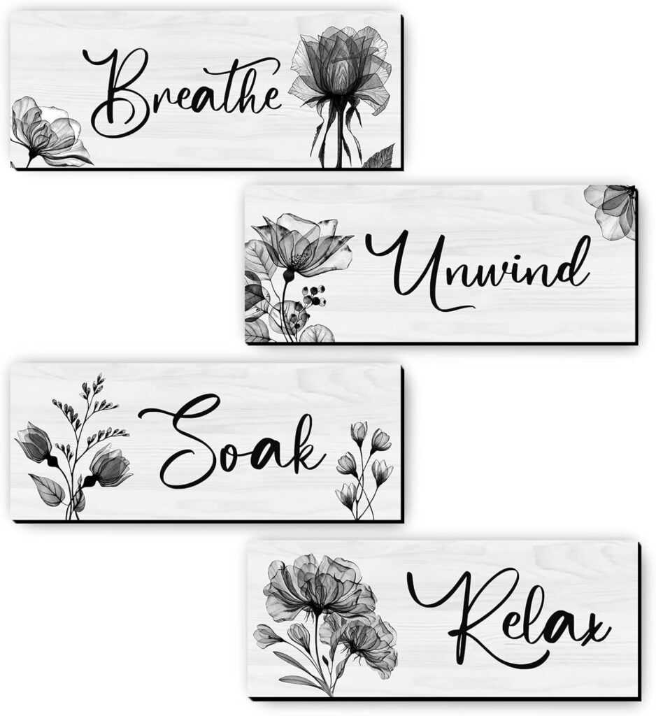 4-Piece Relax, Soak, Unwind, Breathe Signs