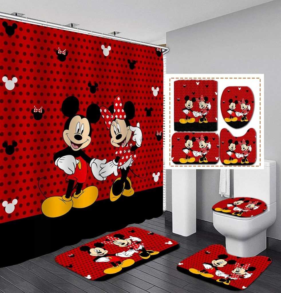4Pcs Shower Curtain Set with Non-Slip Rugs, Toilet Lid Cover and Bath Mat, Waterproof Polyester Fabric, 72 x 72inch