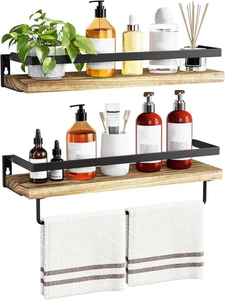 AMADA HOMEFURNISHING Floating Shelves with Towel Bar