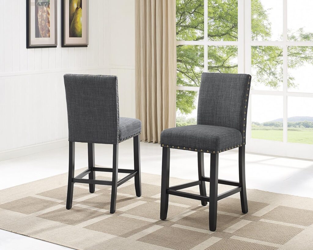 Biony Gray Fabric Counter Height Stools (Set of 2)