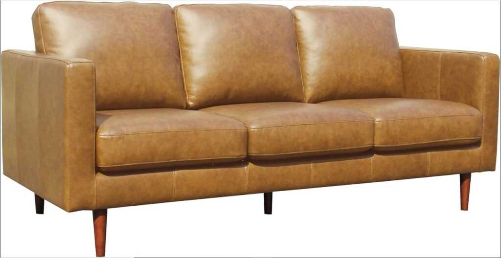 Amazon Brand – Rivet Revolve Modern Sofa Couch, Caramel Leather