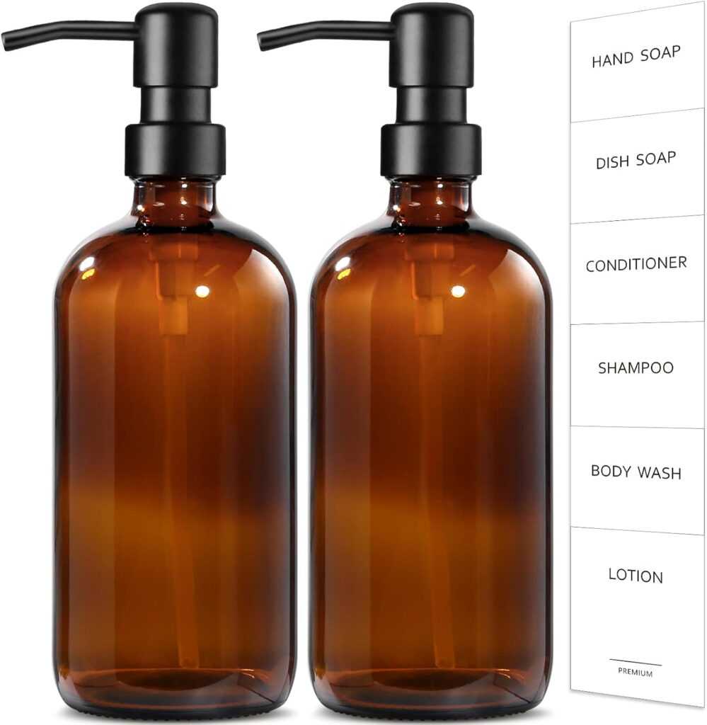 Amber Glass Soap Dispensers = Small Detail, Big Impact