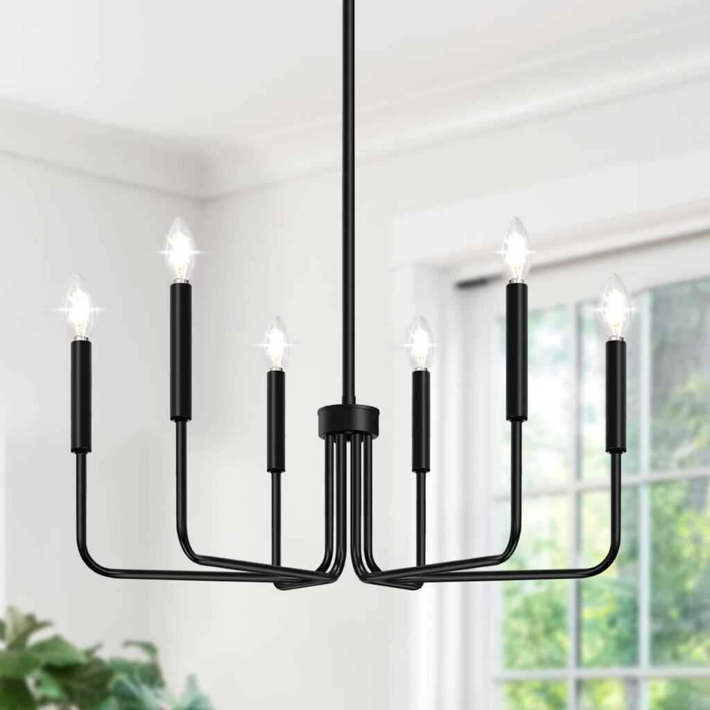 Black Farmhouse Chandelier – 6-Light Beauty