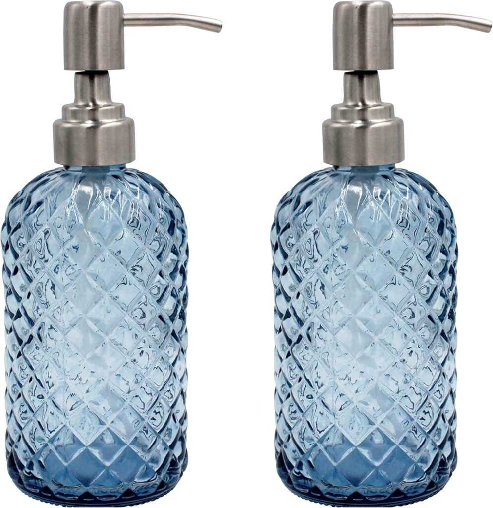Diamond Pattern Glass Soap Dispensers