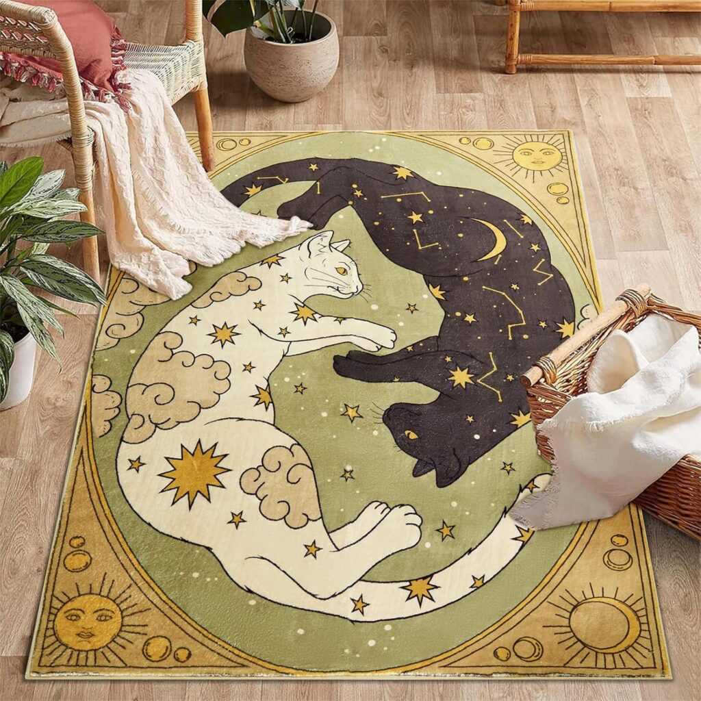 Estmy Washable Mystical Cat Rug