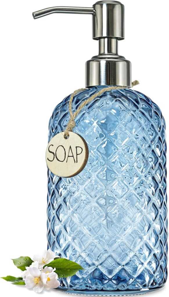 Finish Strong with the JASAI Blue Glass Soap Dispenser