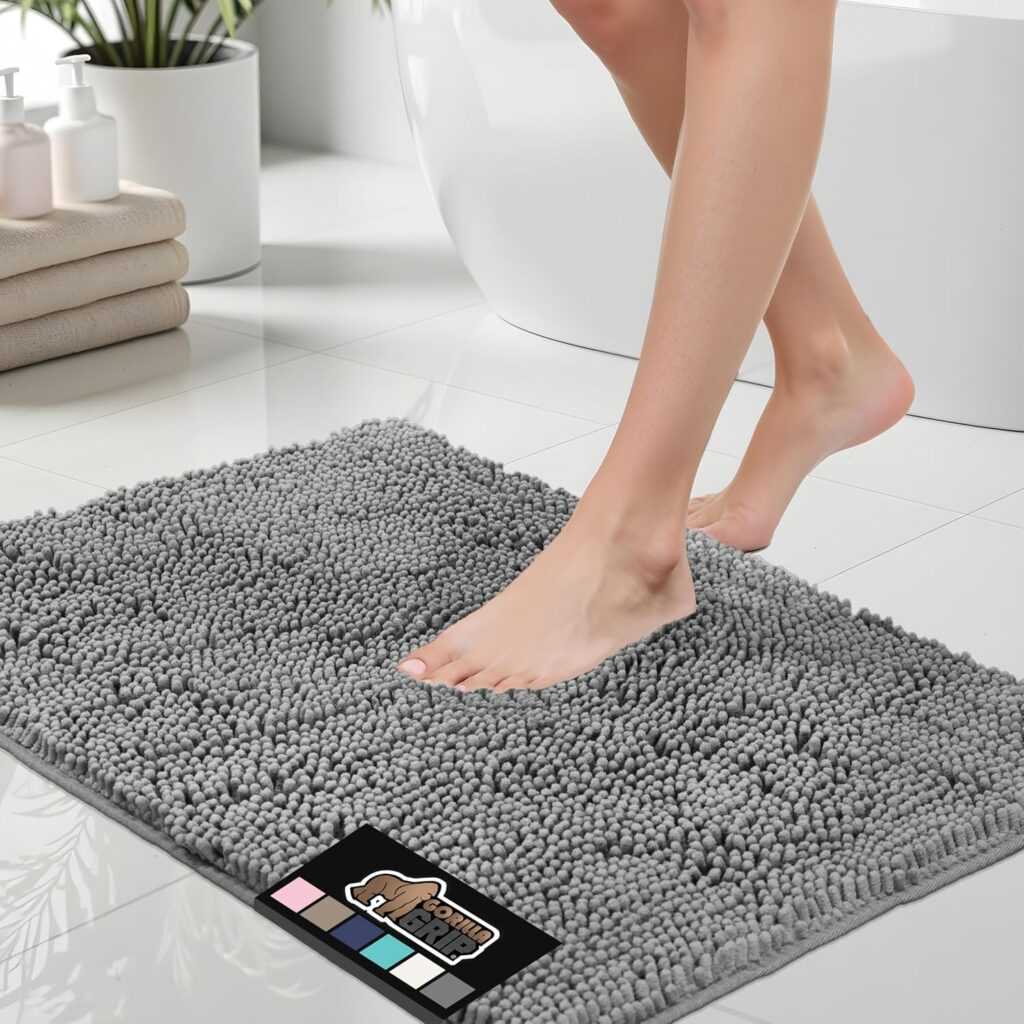 GORILLA GRIP Bath Rug Mat (Grey, 24×17)