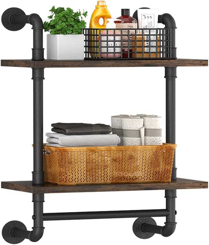 Helsin Industrial Pipe Floating Bathroom Shelves