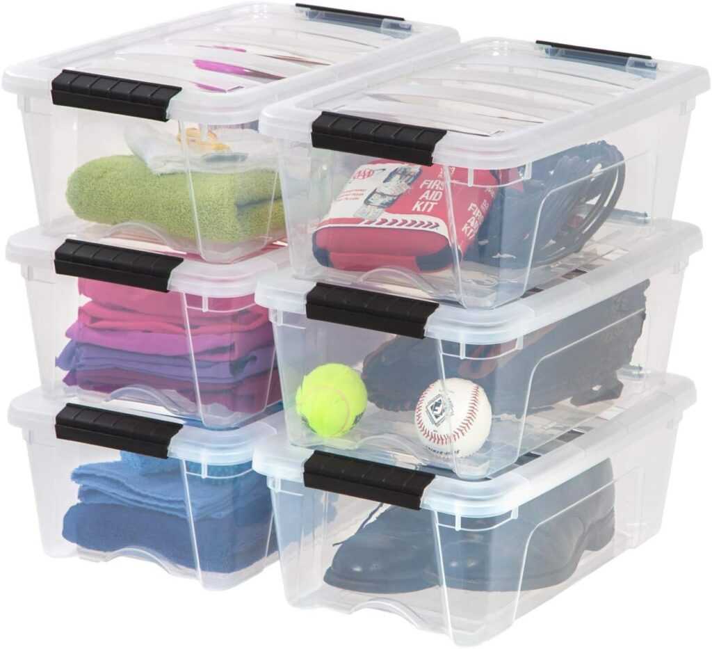 IRIS USA 13 Qt Stackable Plastic Storage Bins with Lids (6 Pack)