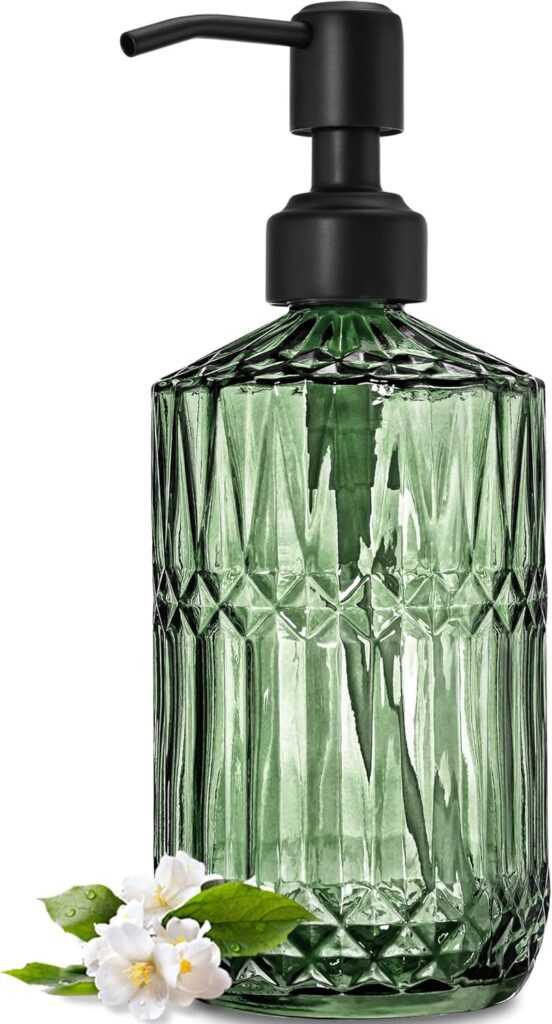 JASAI Green Glass Soap Dispenser with Black Pump
