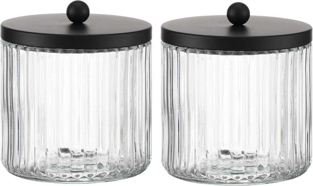 KMwares 2-Pack Glass Qtip Holder Dispenser Set