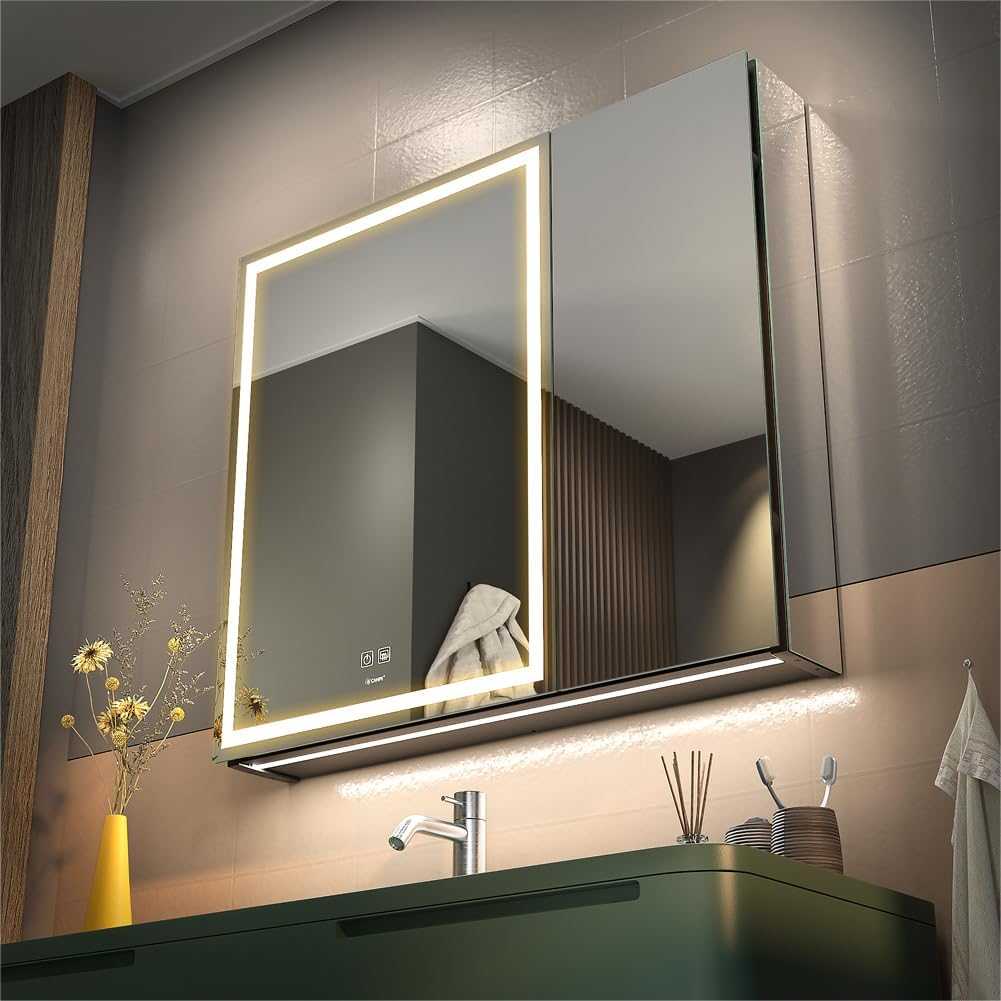 LED Lighted Medicine Mirror Cabinet with Sockets & USBs