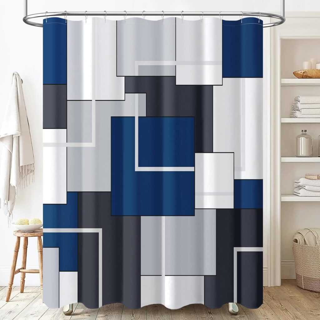Navy Blue Shower Curtain That Screams “Designer”