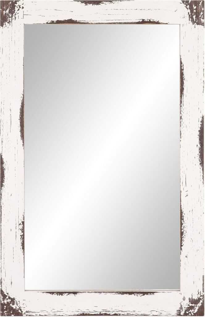 Patton Wall Decor 24×36 Distressed White Reclaimed Wood Wall Mirror