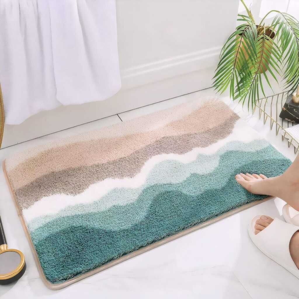Step Into Comfort with Green Microfiber Bathroom Rugs
