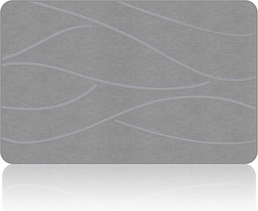 Stone Bath Mat – Diatomaceous Earth (Gray, 23.6”×15.4″)