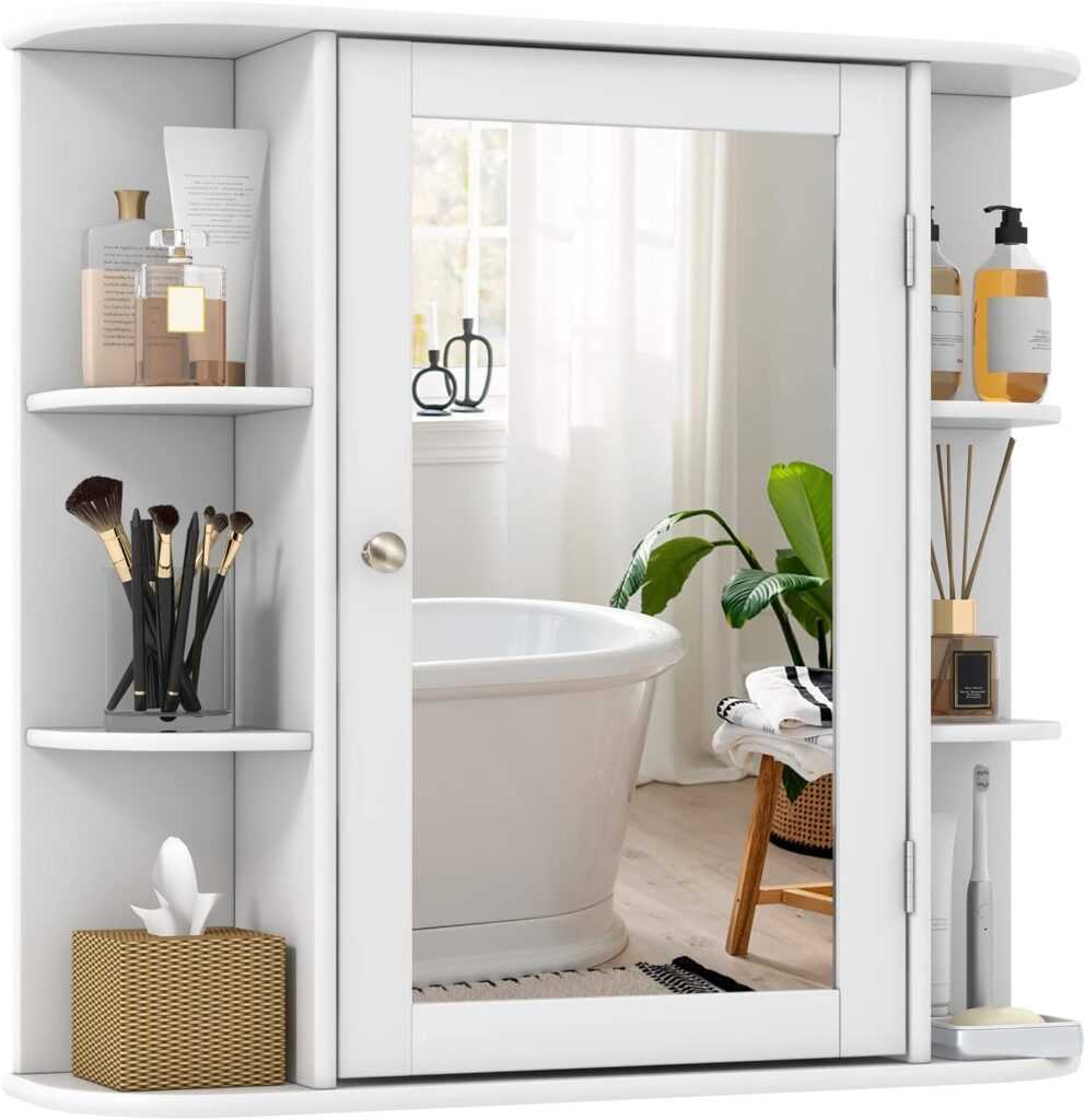 Tangkula Medicine Cabinet with Mirror + Adjustable Shelves