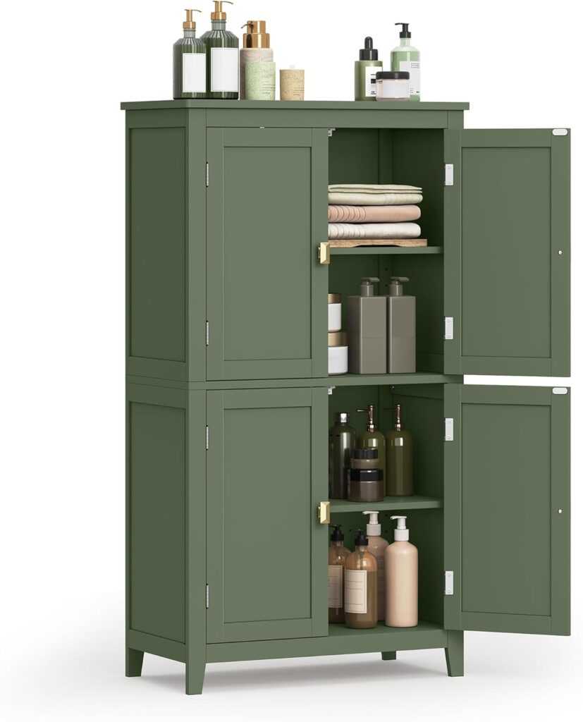 VASAGLE Forest Green Freestanding Storage Cabinet