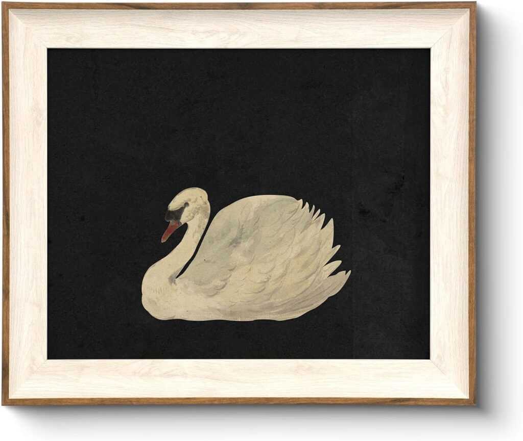 VIYYIEA Framed Wall Art – Swan Oil Painting (10L x 8W)