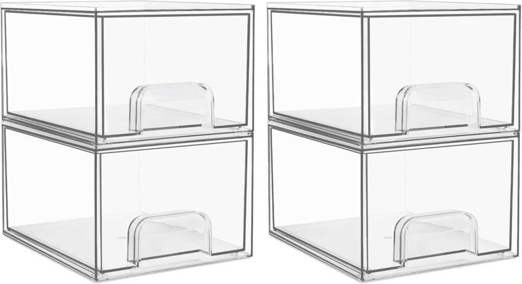 Vtopmart 4 Pack Clear Stackable Storage Drawers