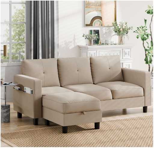 Walsunny Convertible Sectional with Ottoman – Cute, Comfy, and Budget-Friendly