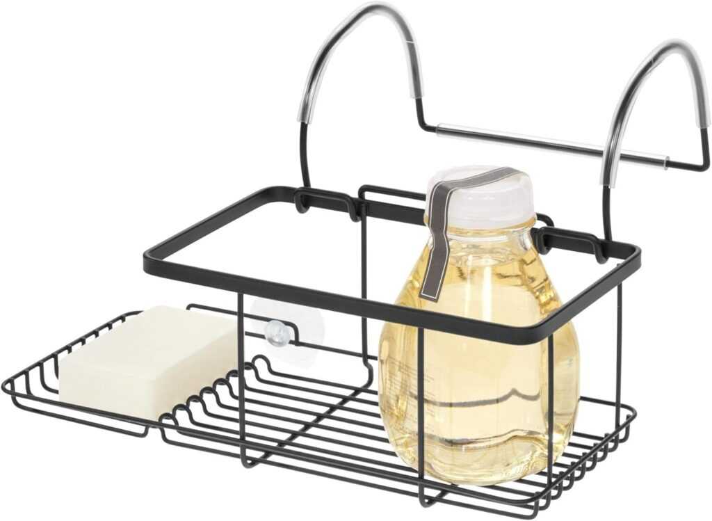 iDesign Metal Over the Bath Caddy Basket, Everett Collection (Matte Black)