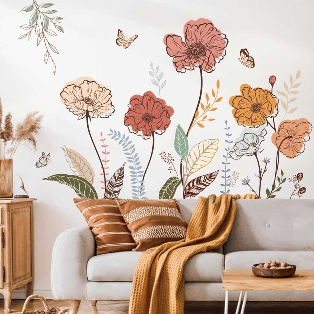 wondever Boho Flower Wall Stickers