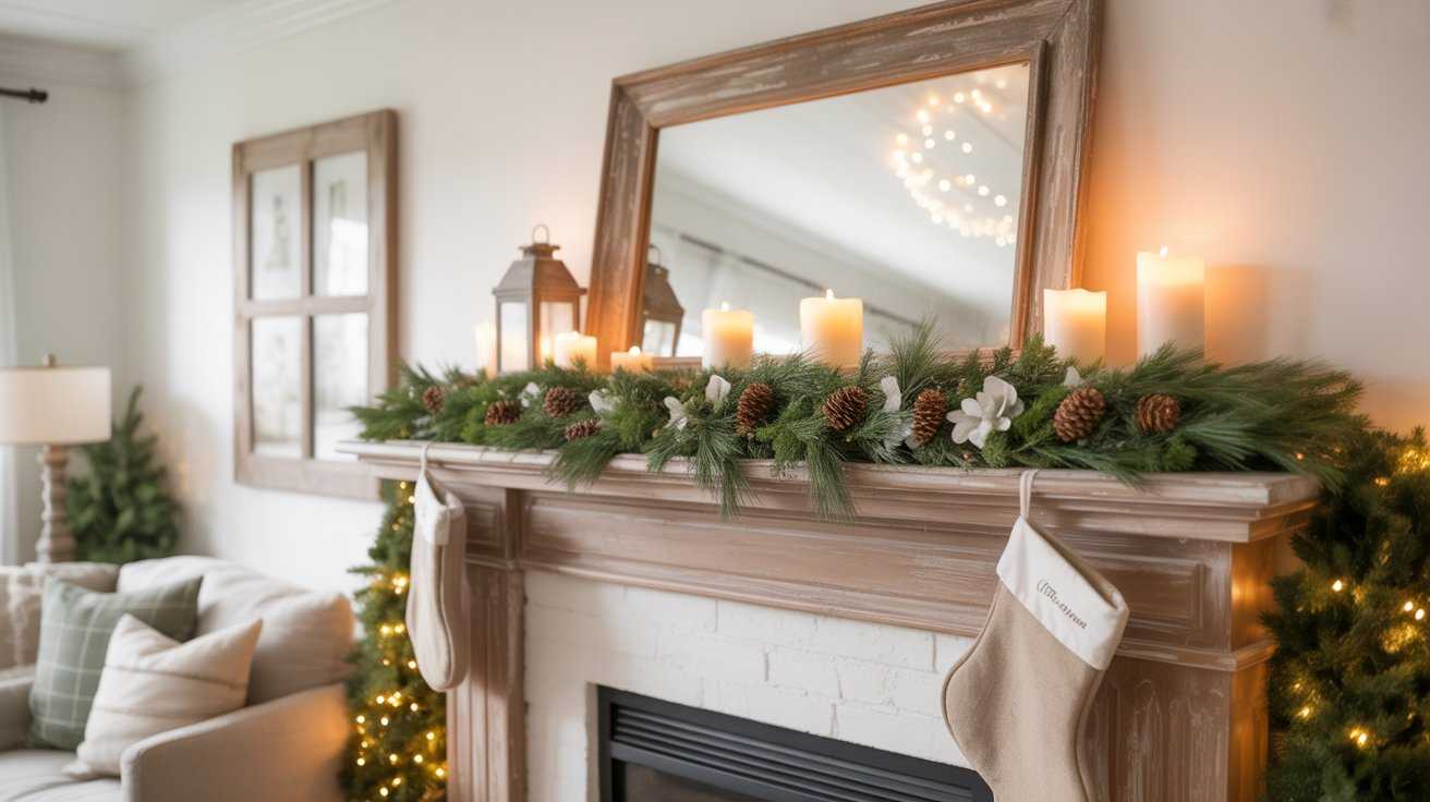 Rustic Farmhouse Christmas Mantel Decor Ideas