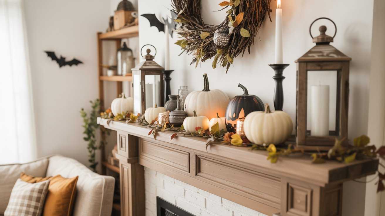 Rustic Farmhouse Halloween Mantel Décor