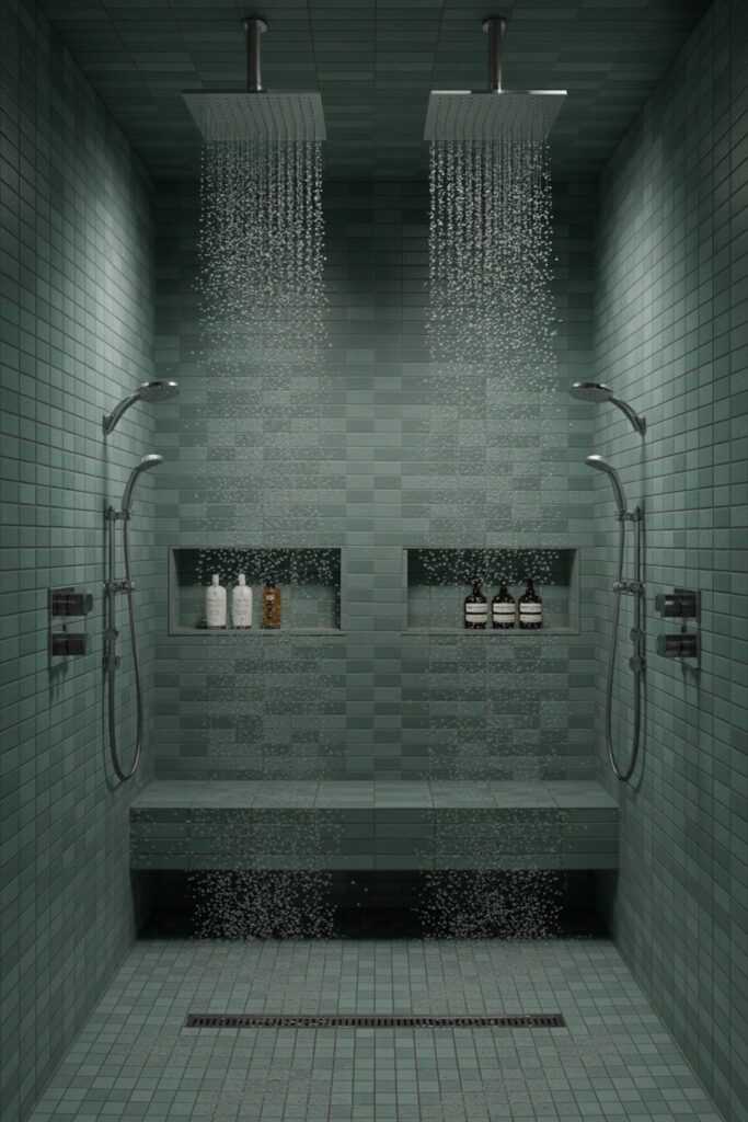 Walk-In Shower with Dual Heads
