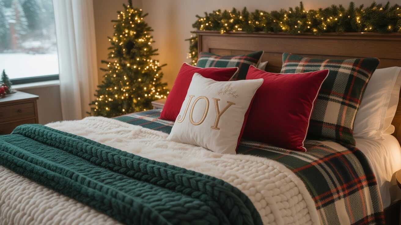 Cozy Christmas Bedroom Décor Makeover with Throws