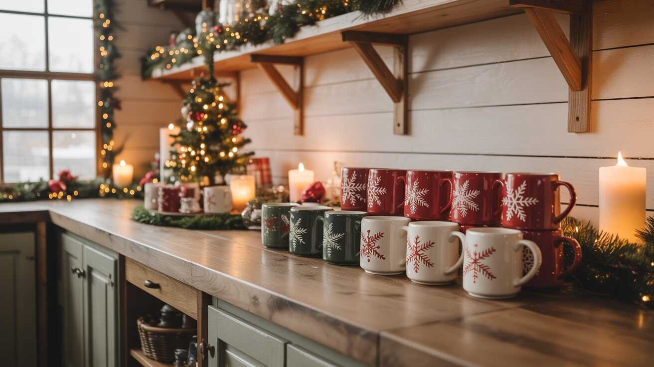 Cozy Farmhouse Coffee Bar with Christmas Mugs