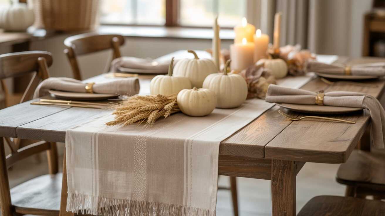 Cozy Neutral Harvest Table Runner Ideas