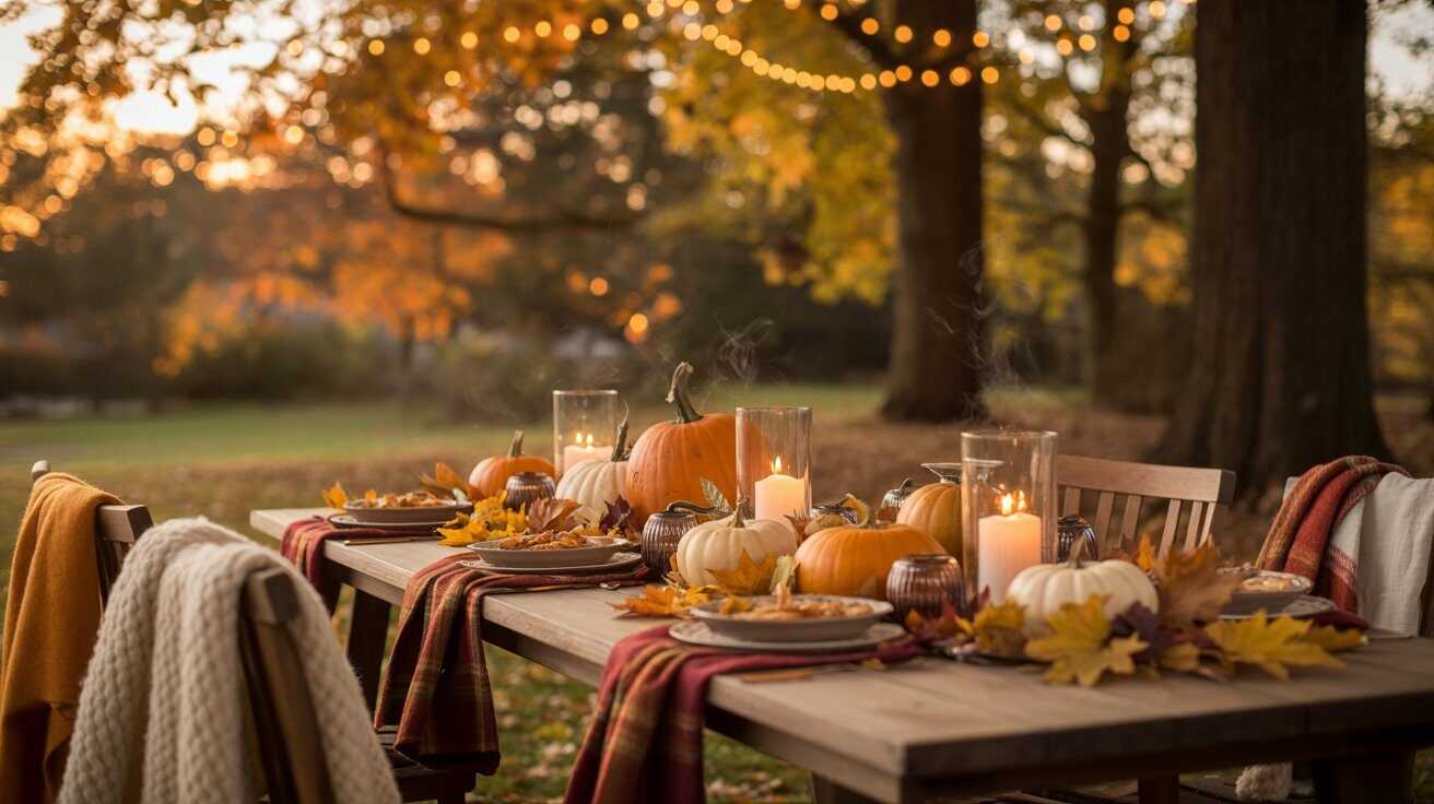 Cozy Outdoor Thanksgiving Dinner Setup