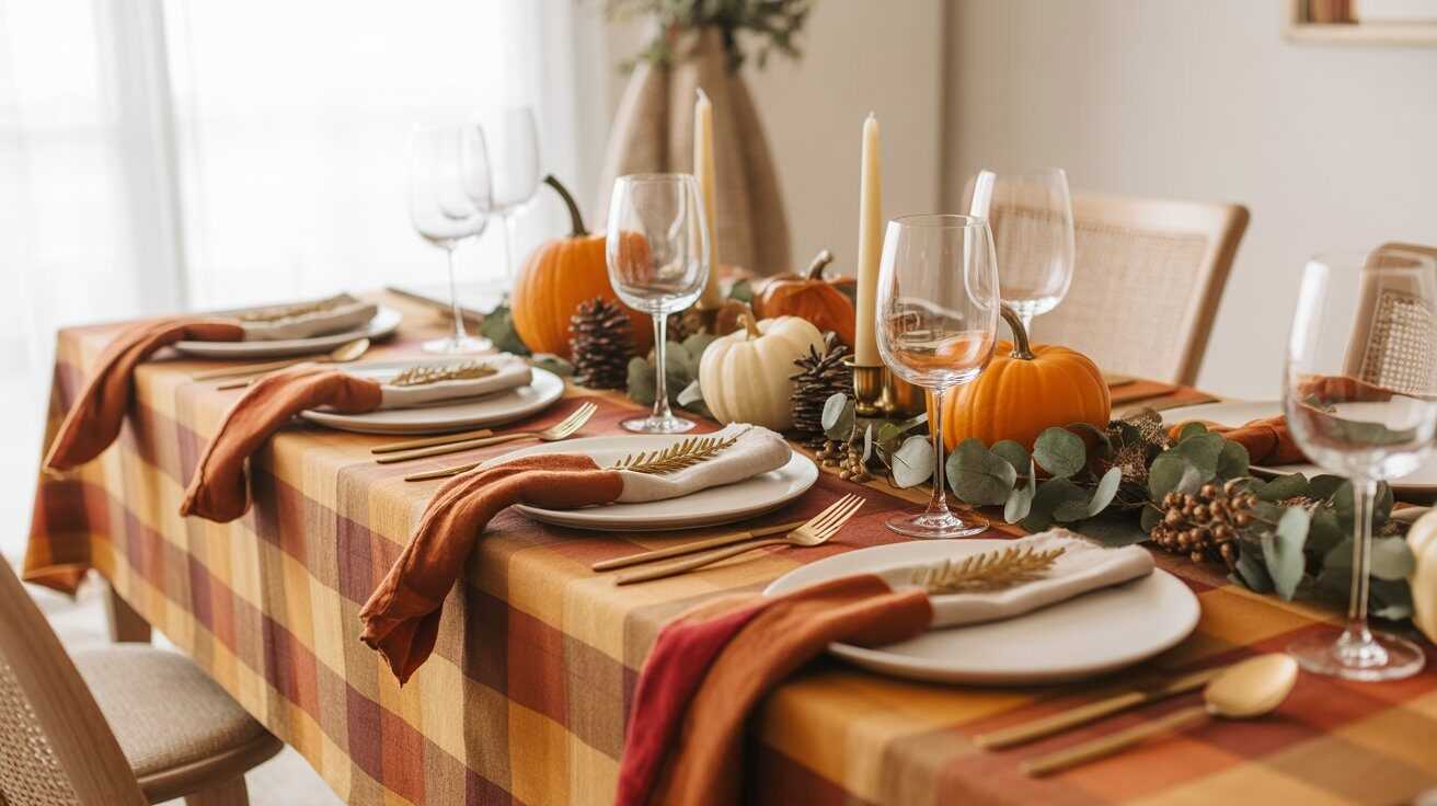 Cozy Plaid Tablescape Ideas for Thanksgiving