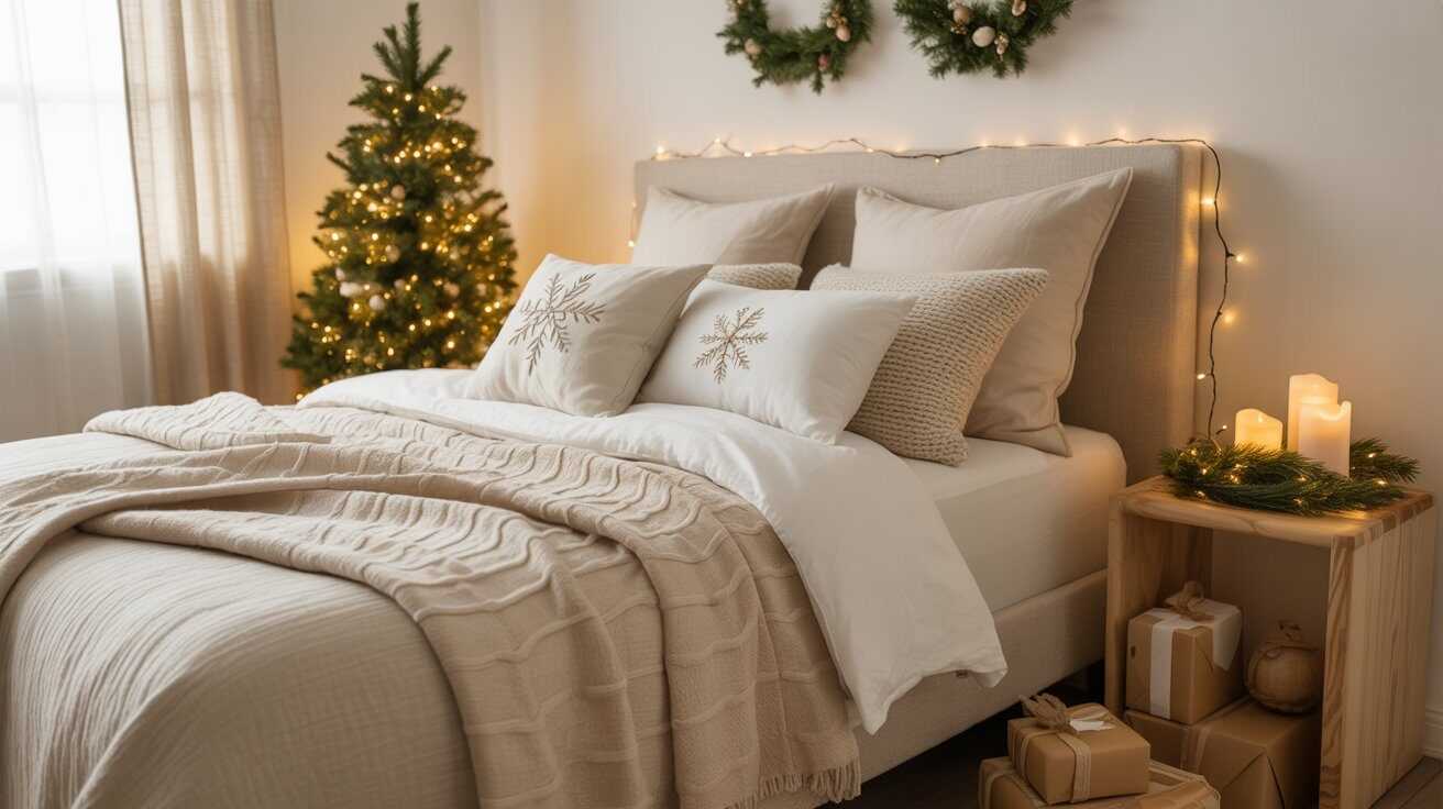 Neutral Christmas Bedroom Decor for a Cozy Holiday Retreat