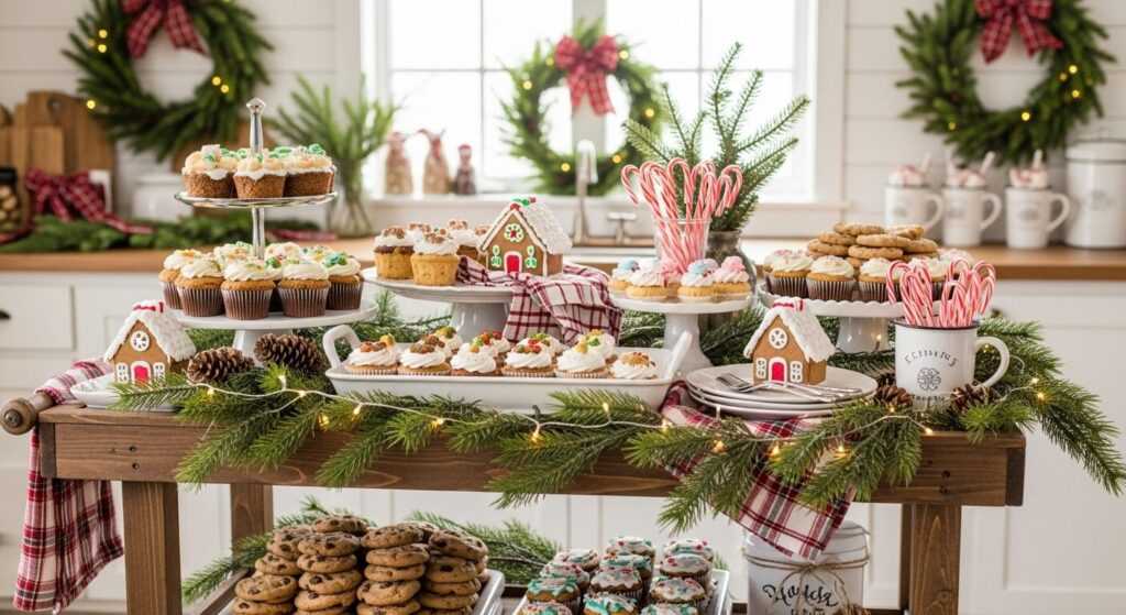 Rustic Farmhouse Dessert Cart Brimming with Christmas Treats