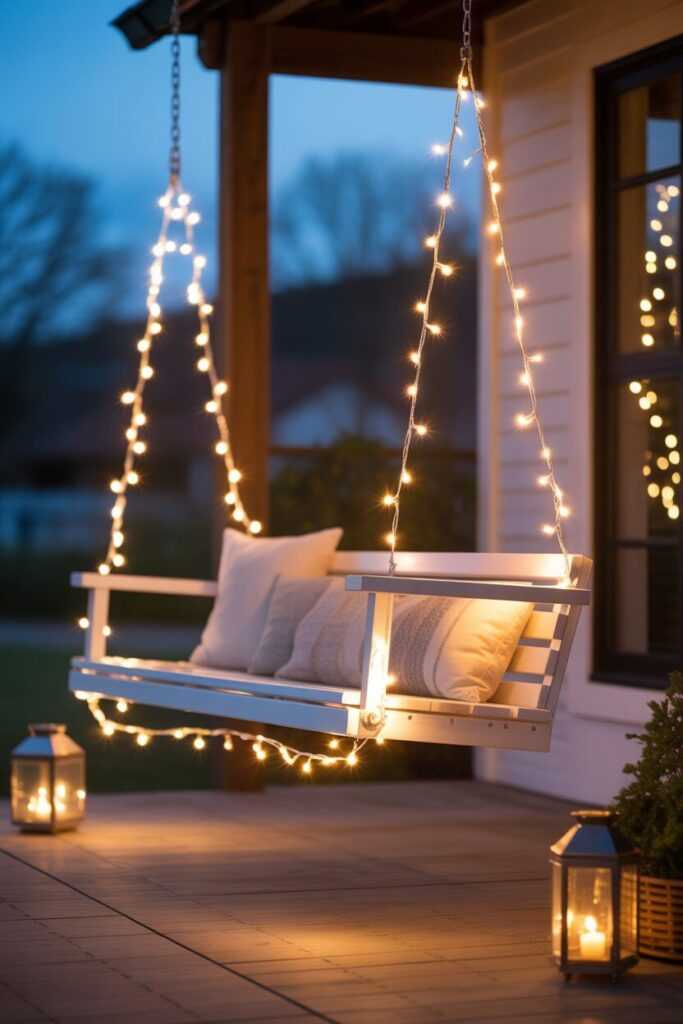 The Magic of Lights on a Porch Swing
